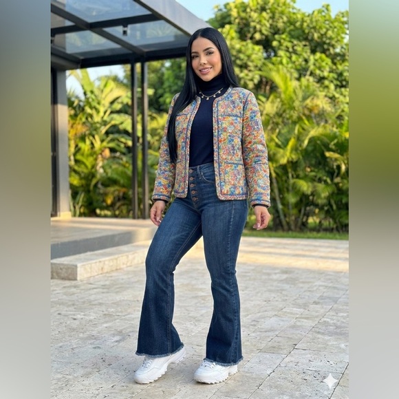 J.Crew Liberty London Floral Quilted Jacket Blue Stripe Lining 00 - Picture 14 of 14